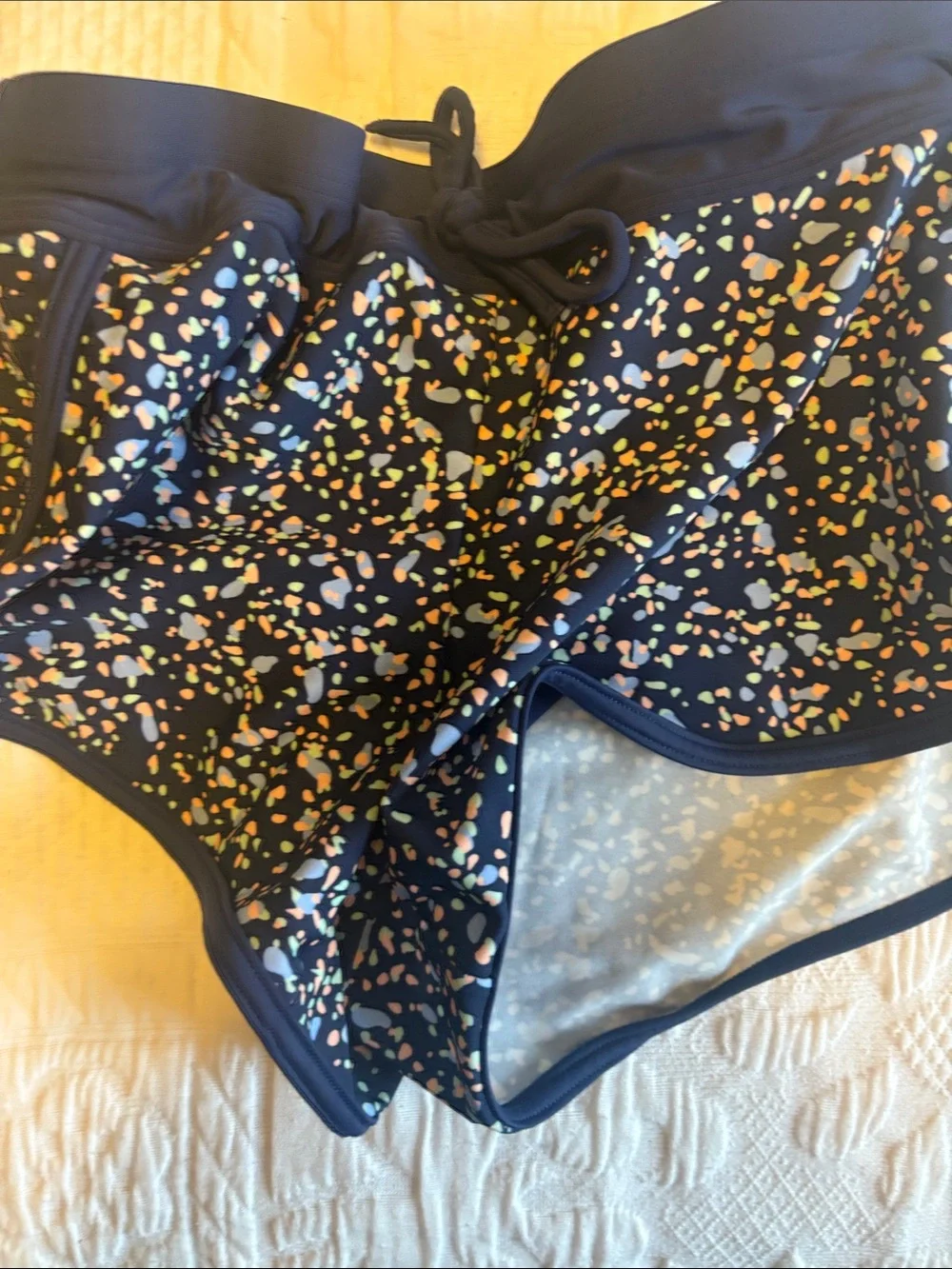 Athleta Girl Navy Confetti Print Bralette & Swim Shorts Set